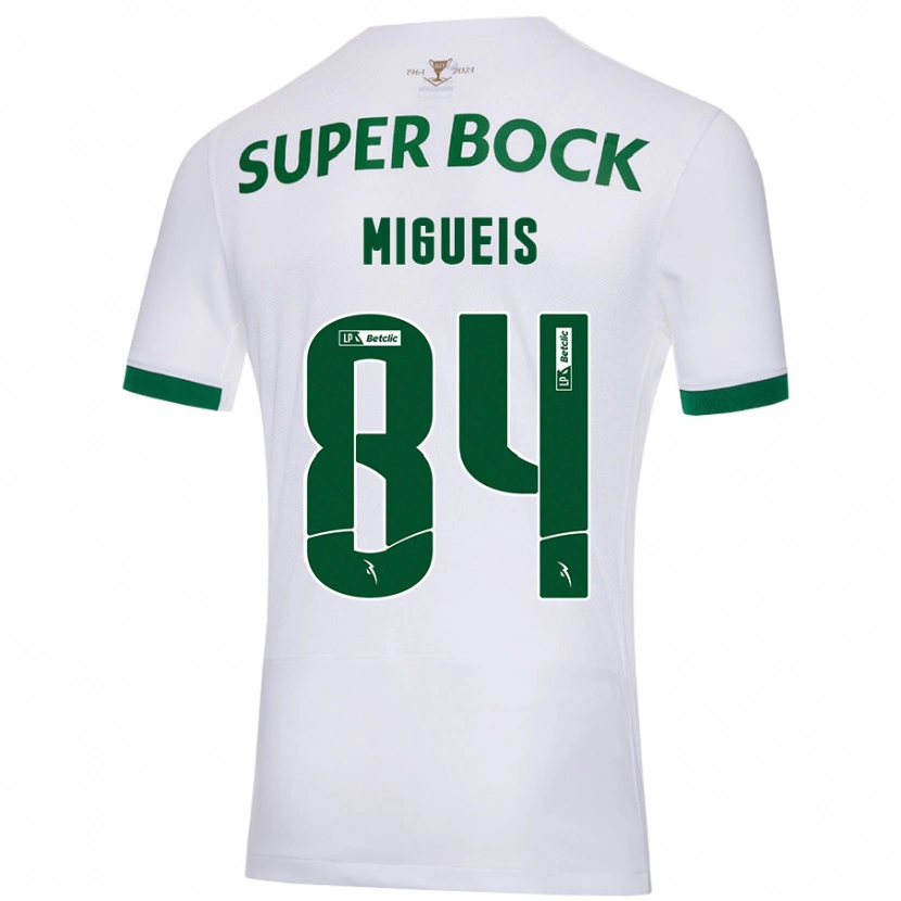 Danxen Hombre Camiseta Pedro Miguéis #84 Blanco Verde 2ª Equipación 2024/25 La Camisa