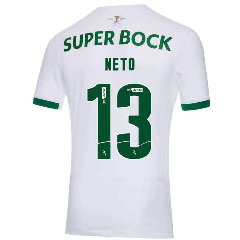 Danxen Hombre Camiseta Luís Neto #13 Blanco Verde 2ª Equipación 2024/25 La Camisa