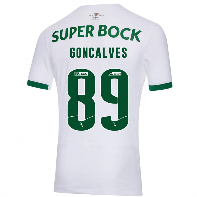 Danxen Hombre Camiseta André Gonçalves #89 Blanco Verde 2ª Equipación 2024/25 La Camisa