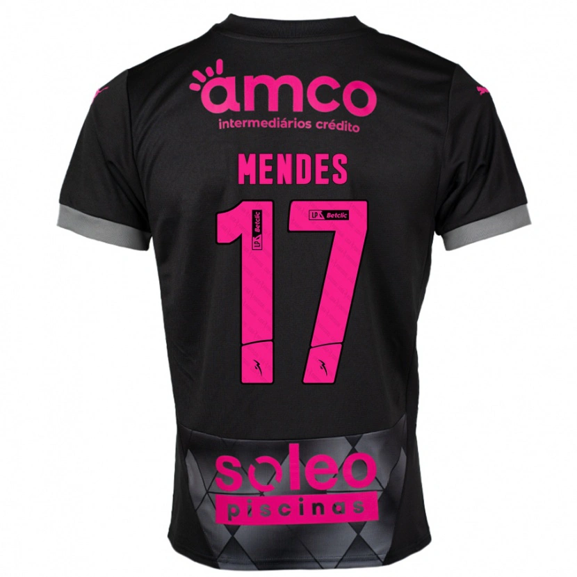 Danxen Hombre Camiseta Joe Mendes #17 Negro Rosa 2ª Equipación 2024/25 La Camisa