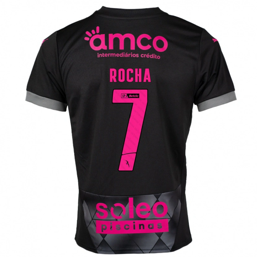 Danxen Hombre Camiseta Carolina Rocha #7 Negro Rosa 2ª Equipación 2024/25 La Camisa