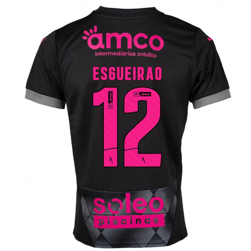 Danxen Hombre Camiseta Íris Esgueirão #12 Negro Rosa 2ª Equipación 2024/25 La Camisa