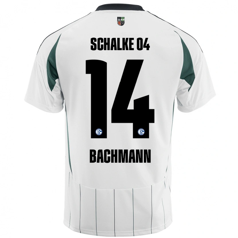 Danxen Hombre Camiseta Janik Bachmann #14 Blanco Verde 2ª Equipación 2024/25 La Camisa