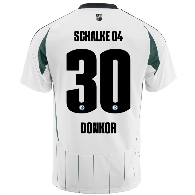 Danxen Hombre Camiseta Anton Donkor #30 Blanco Verde 2ª Equipación 2024/25 La Camisa