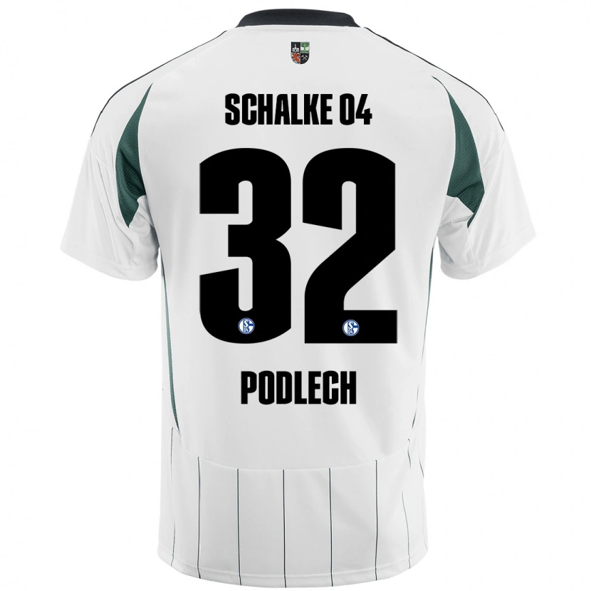 Danxen Hombre Camiseta Luca Podlech #32 Blanco Verde 2ª Equipación 2024/25 La Camisa