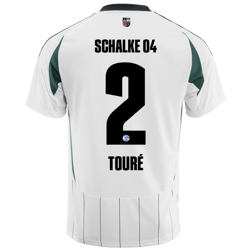 Danxen Hombre Camiseta Tidiane Touré #2 Blanco Verde 2ª Equipación 2024/25 La Camisa