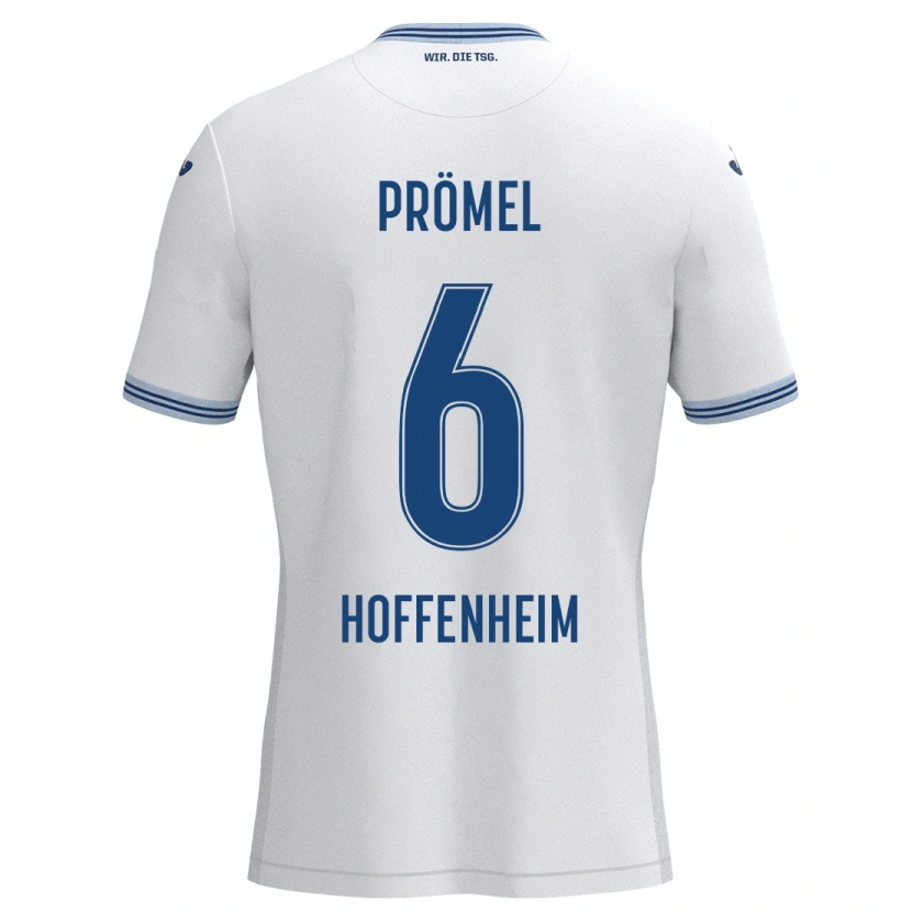 Danxen Hombre Camiseta Grischa Prömel #6 Blanco Azul 2ª Equipación 2024/25 La Camisa