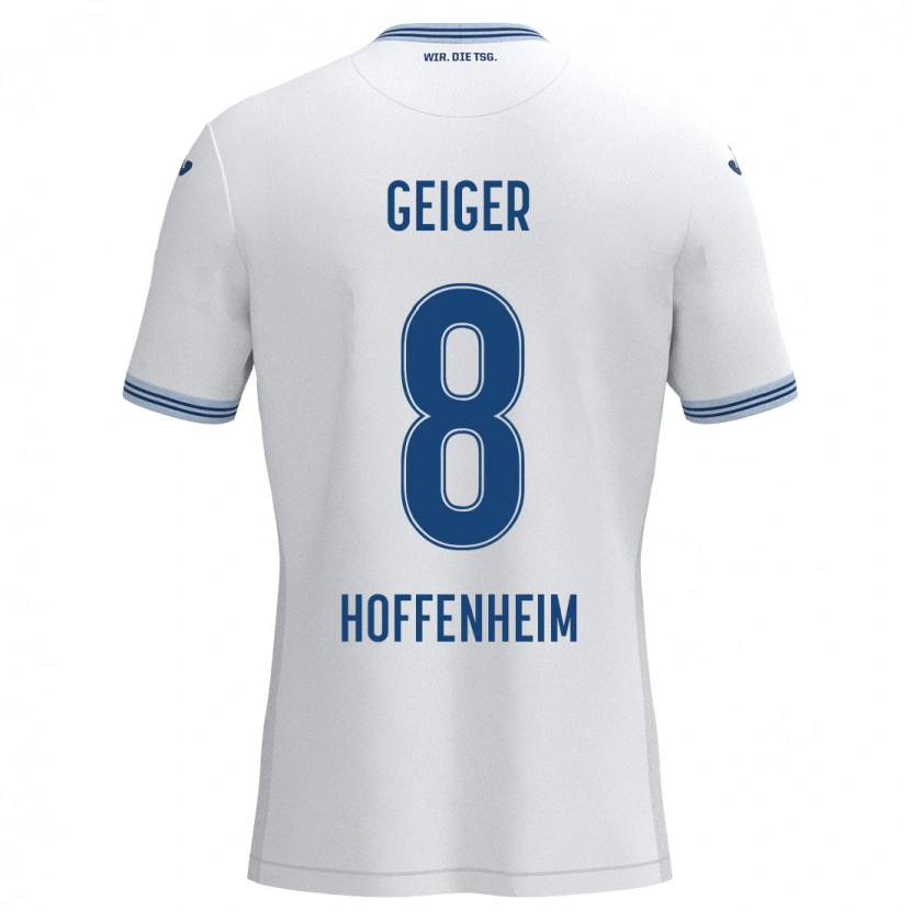 Danxen Hombre Camiseta Dennis Geiger #8 Blanco Azul 2ª Equipación 2024/25 La Camisa