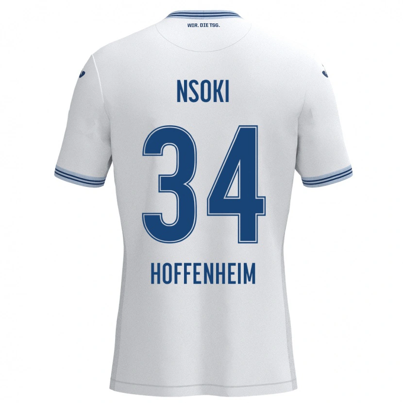 Danxen Hombre Camiseta Stanley Nsoki #34 Blanco Azul 2ª Equipación 2024/25 La Camisa