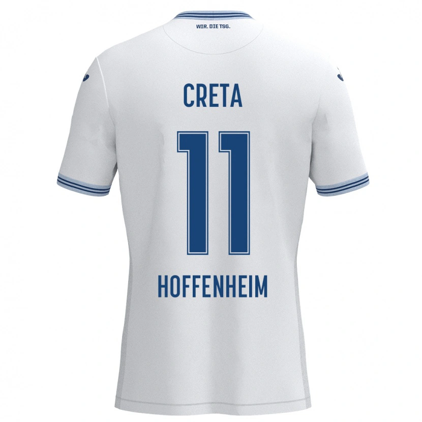 Danxen Hombre Camiseta David Creța #11 Blanco Azul 2ª Equipación 2024/25 La Camisa