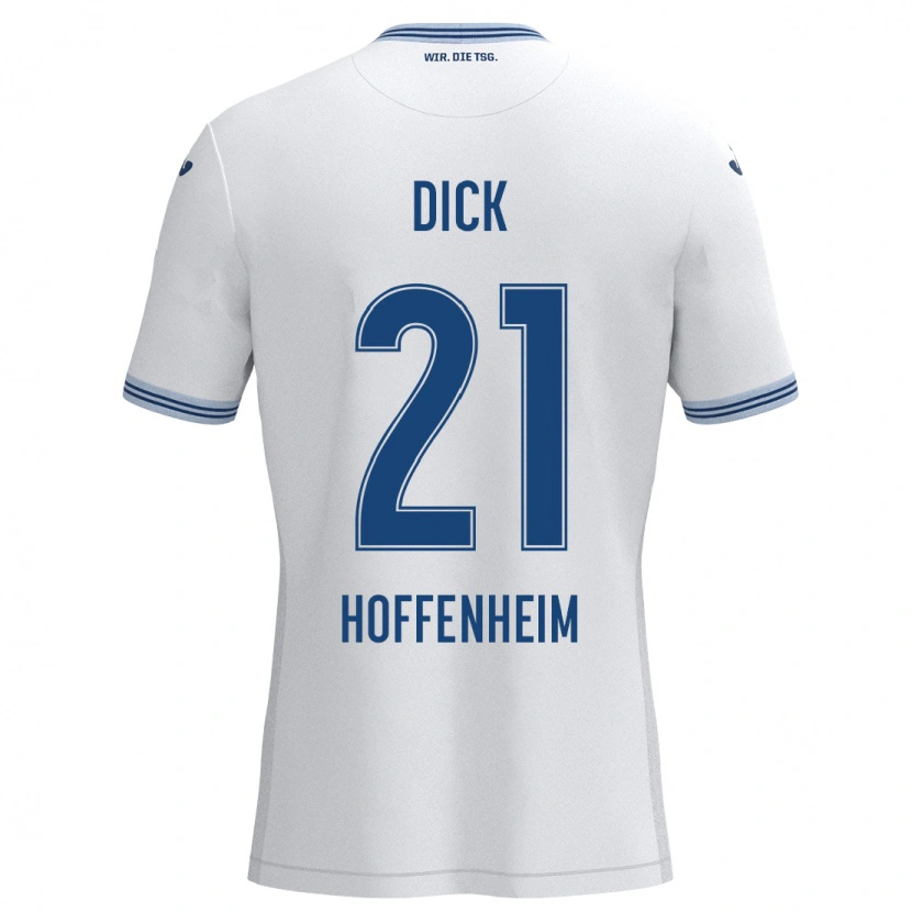 Danxen Hombre Camiseta Laura Dick #21 Blanco Azul 2ª Equipación 2024/25 La Camisa