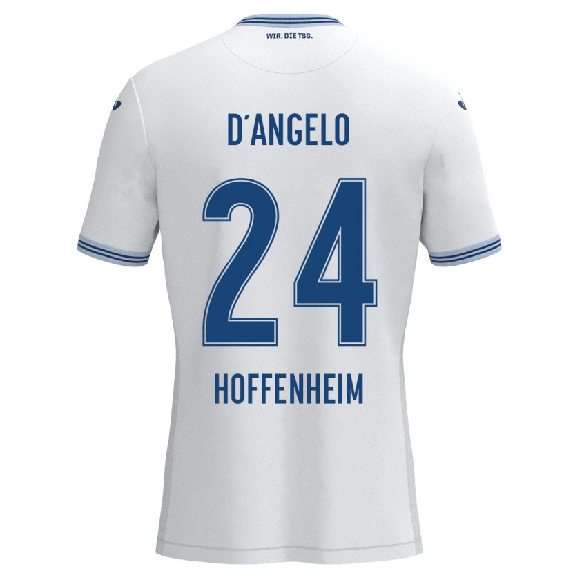 Danxen Hombre Camiseta Chiara D'angelo #24 Blanco Azul 2ª Equipación 2024/25 La Camisa