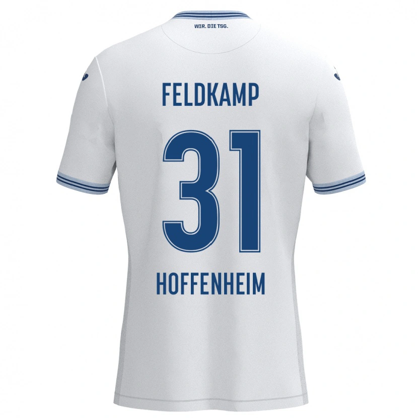 Danxen Hombre Camiseta Jana Feldkamp #31 Blanco Azul 2ª Equipación 2024/25 La Camisa