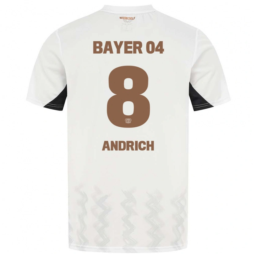 Danxen Hombre Camiseta Robert Andrich #8 Blanco Negro 2ª Equipación 2024/25 La Camisa