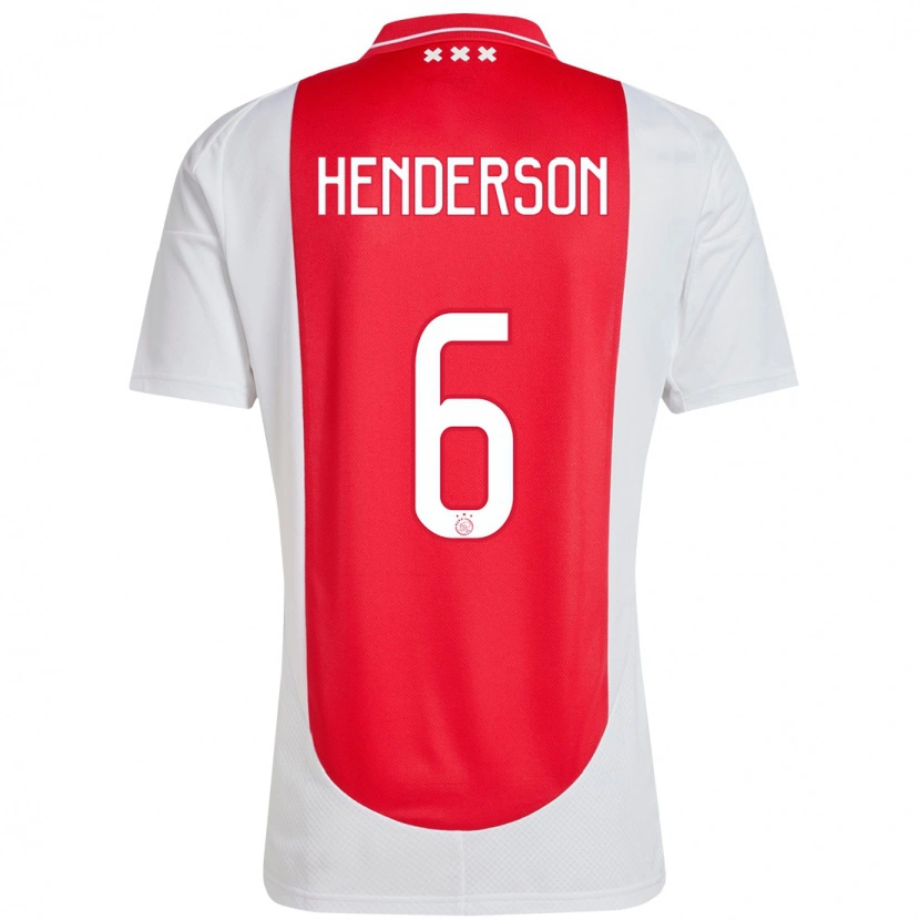 Danxen Mujer Camiseta Jordan Henderson #6 Rojo Blanco 1ª Equipación 2024/25 La Camisa