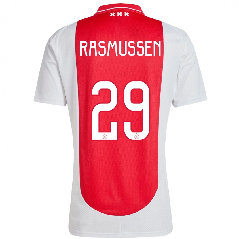 Danxen Mujer Camiseta Christian Rasmussen #29 Rojo Blanco 1ª Equipación 2024/25 La Camisa