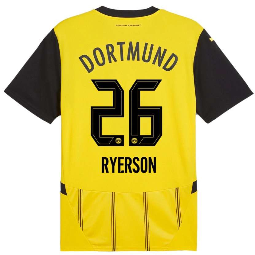 Danxen Mujer Camiseta Julian Ryerson #26 Amarillo Negro 1ª Equipación 2024/25 La Camisa