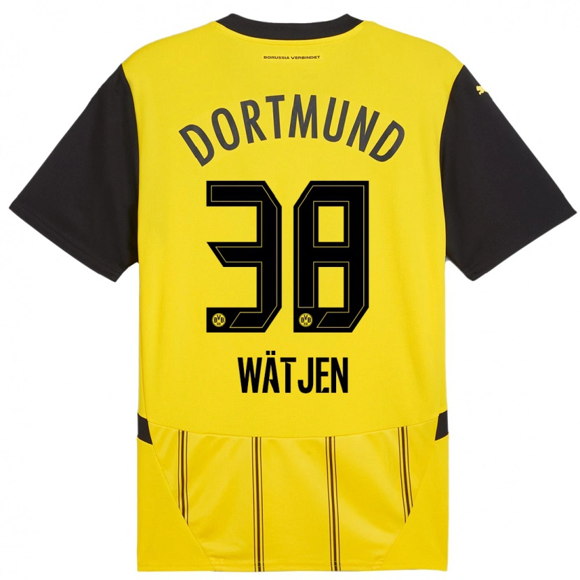 Danxen Mujer Camiseta Kjell Wätjen #38 Amarillo Negro 1ª Equipación 2024/25 La Camisa