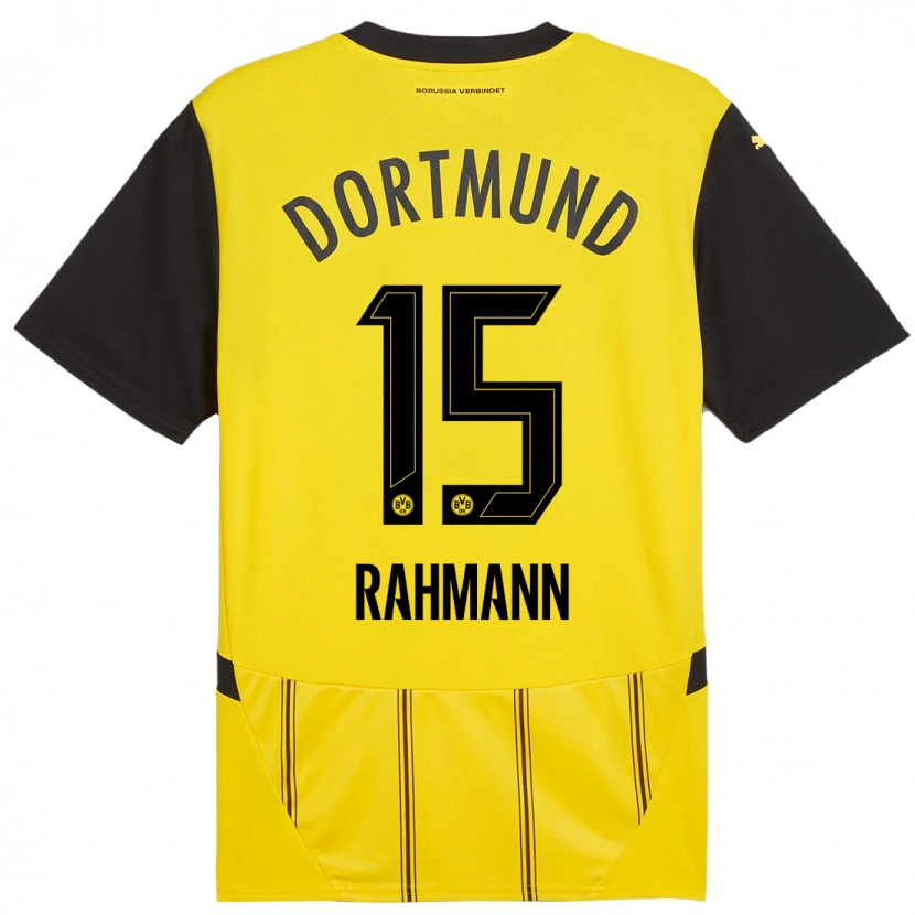 Danxen Mujer Camiseta Luke Rahmann #15 Amarillo Negro 1ª Equipación 2024/25 La Camisa