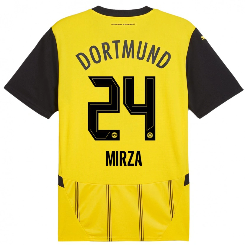 Danxen Mujer Camiseta Marwan-Omir Mirza #24 Amarillo Negro 1ª Equipación 2024/25 La Camisa