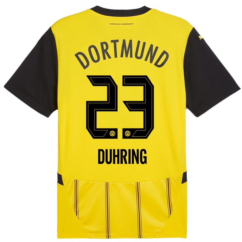 Danxen Mujer Camiseta Marc Niclas Duhring #23 Amarillo Negro 1ª Equipación 2024/25 La Camisa