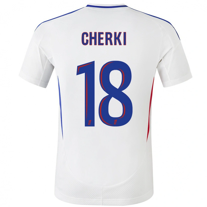 Danxen Mujer Camiseta Rayan Cherki #18 Blanco Azul 1ª Equipación 2024/25 La Camisa