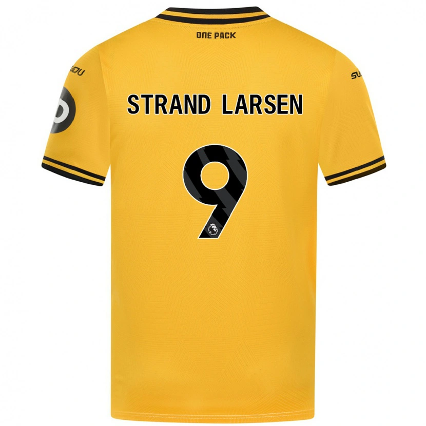 Danxen Mujer Camiseta Jørgen Strand Larsen #9 Amarillo 1ª Equipación 2024/25 La Camisa