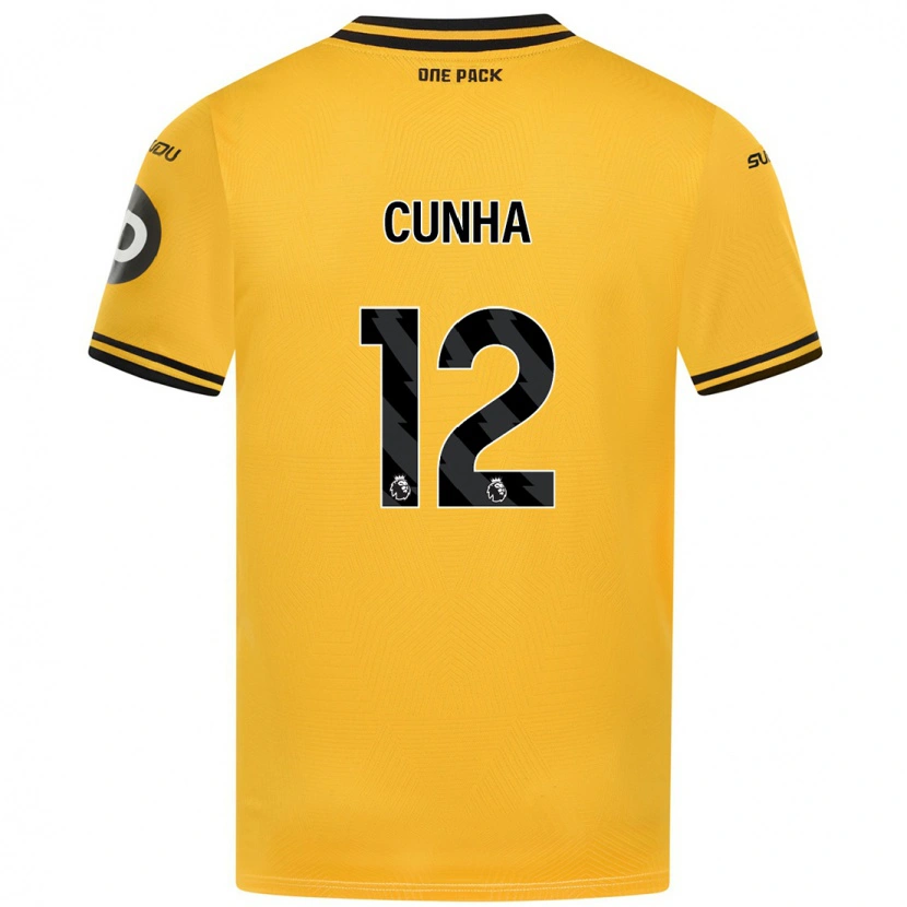 Danxen Mujer Camiseta Matheus Cunha #12 Amarillo 1ª Equipación 2024/25 La Camisa