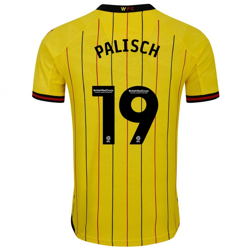 Danxen Mujer Camiseta Alli Palisch #19 Amarillo Negro 1ª Equipación 2024/25 La Camisa