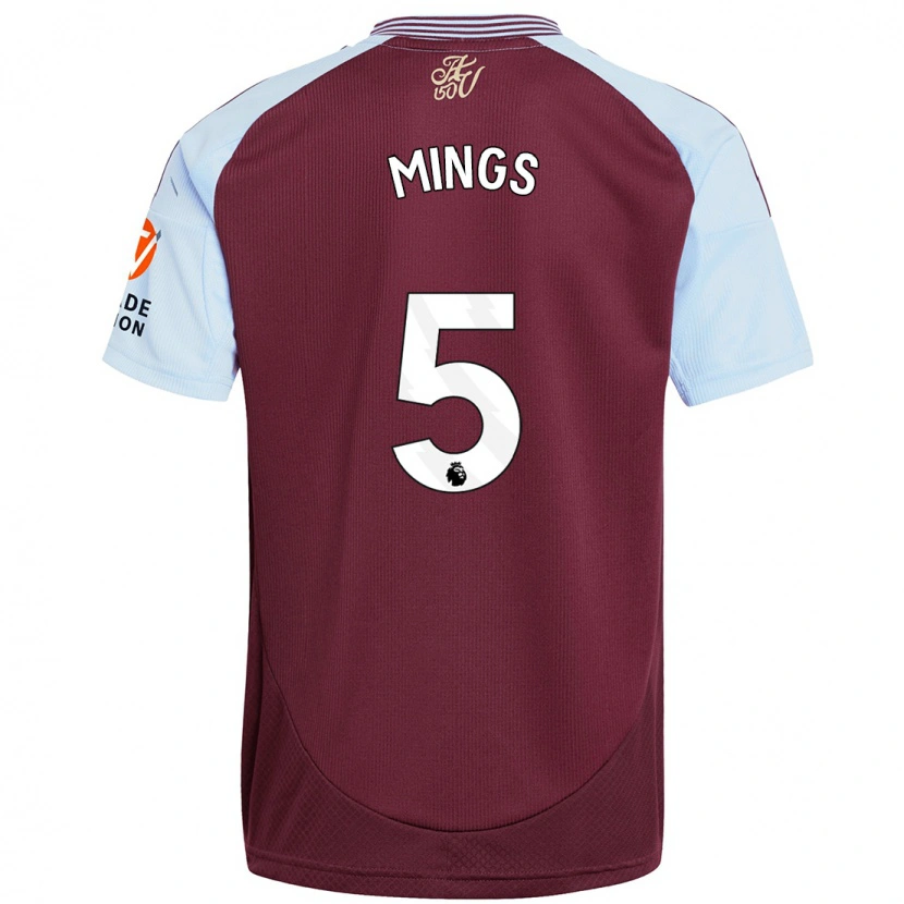 Danxen Mujer Camiseta Tyrone Mings #5 Borgoña Azul Cielo 1ª Equipación 2024/25 La Camisa