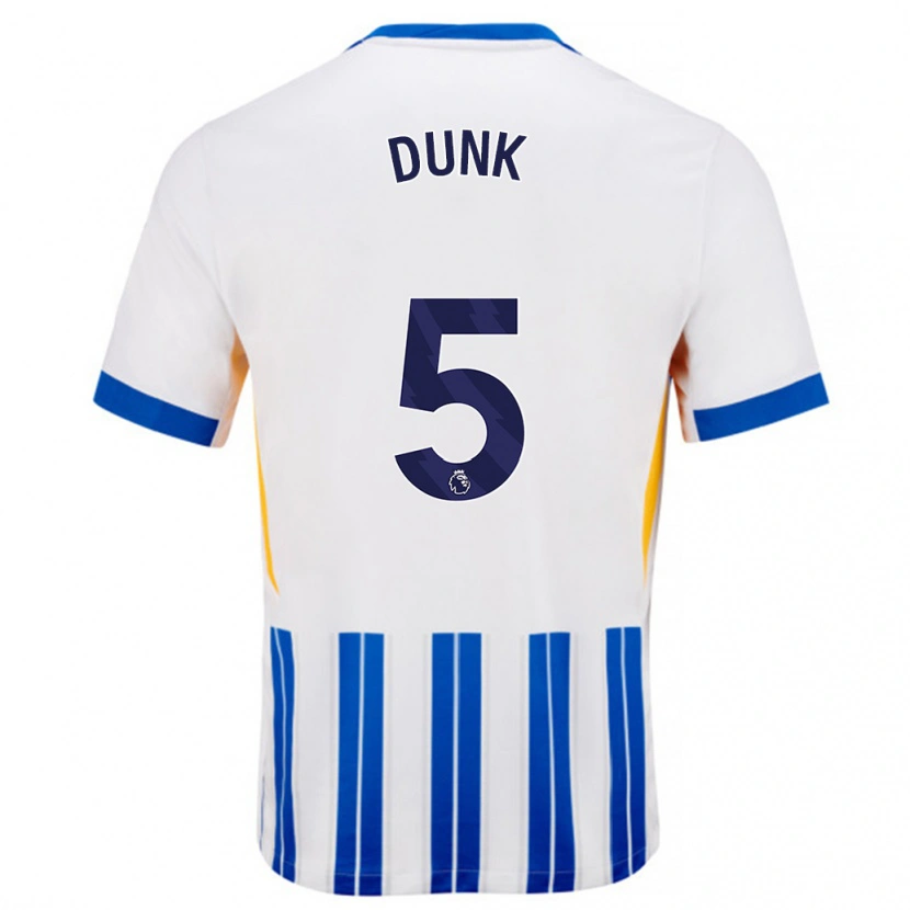 Danxen Mujer Camiseta Lewis Dunk #5 Blanco Azul Rayas 1ª Equipación 2024/25 La Camisa