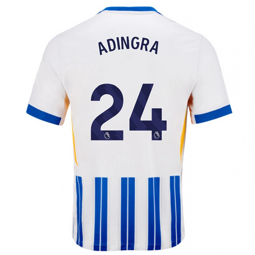 Danxen Mujer Camiseta Simon Adingra #24 Blanco Azul Rayas 1ª Equipación 2024/25 La Camisa