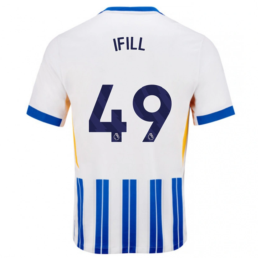 Danxen Mujer Camiseta Marcus Ifill #49 Blanco Azul Rayas 1ª Equipación 2024/25 La Camisa