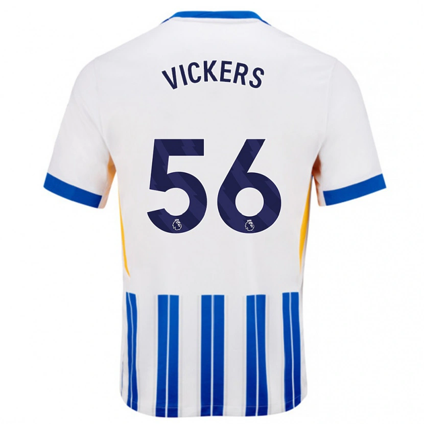 Danxen Mujer Camiseta Caylan Vickers #56 Blanco Azul Rayas 1ª Equipación 2024/25 La Camisa