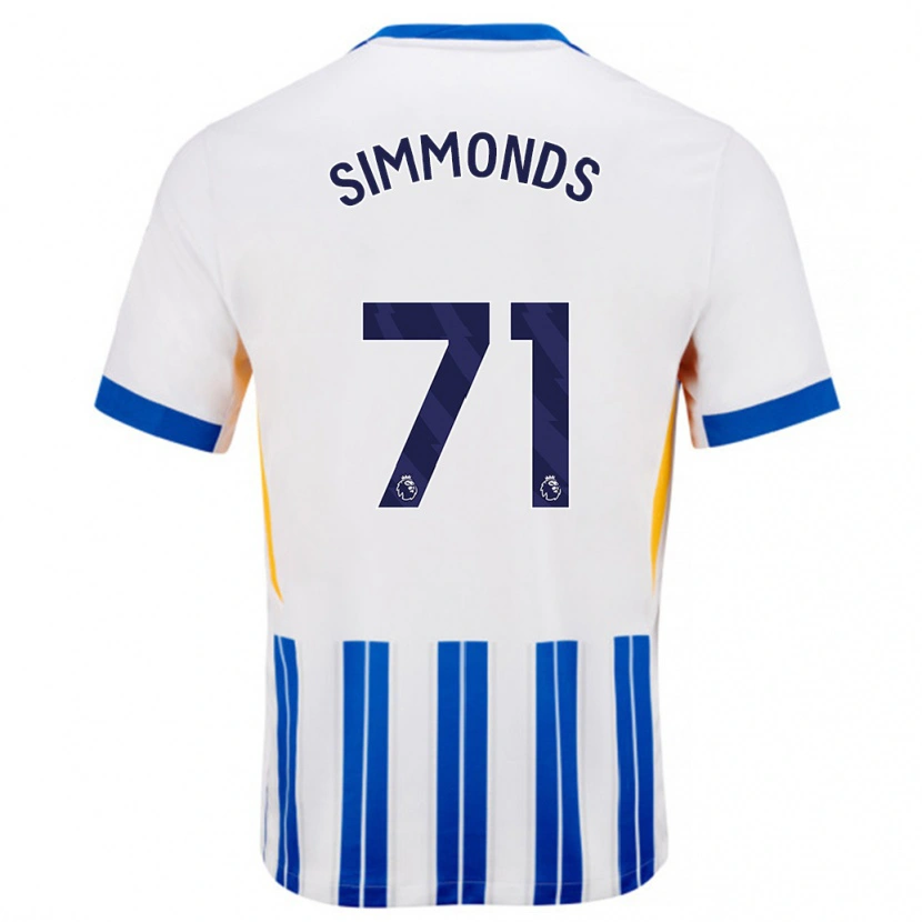 Danxen Mujer Camiseta Freddie Simmonds #71 Blanco Azul Rayas 1ª Equipación 2024/25 La Camisa