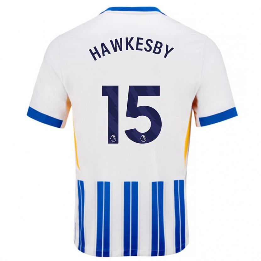 Danxen Mujer Camiseta Mackenzie Hawkesby #15 Blanco Azul Rayas 1ª Equipación 2024/25 La Camisa