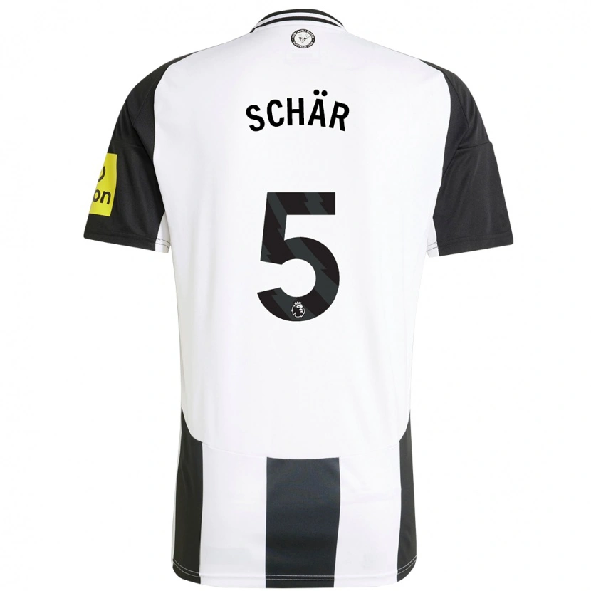 Danxen Mujer Camiseta Fabian Schär #5 Blanco Negro 1ª Equipación 2024/25 La Camisa