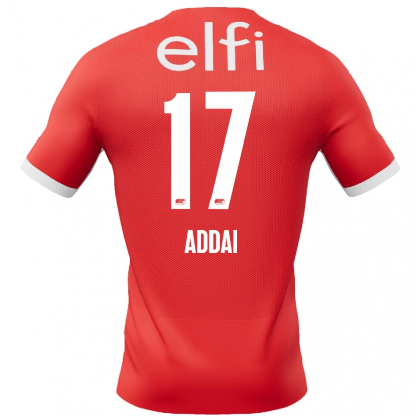 Danxen Mujer Camiseta Jayden Addai #17 Rojo Blanco 1ª Equipación 2024/25 La Camisa