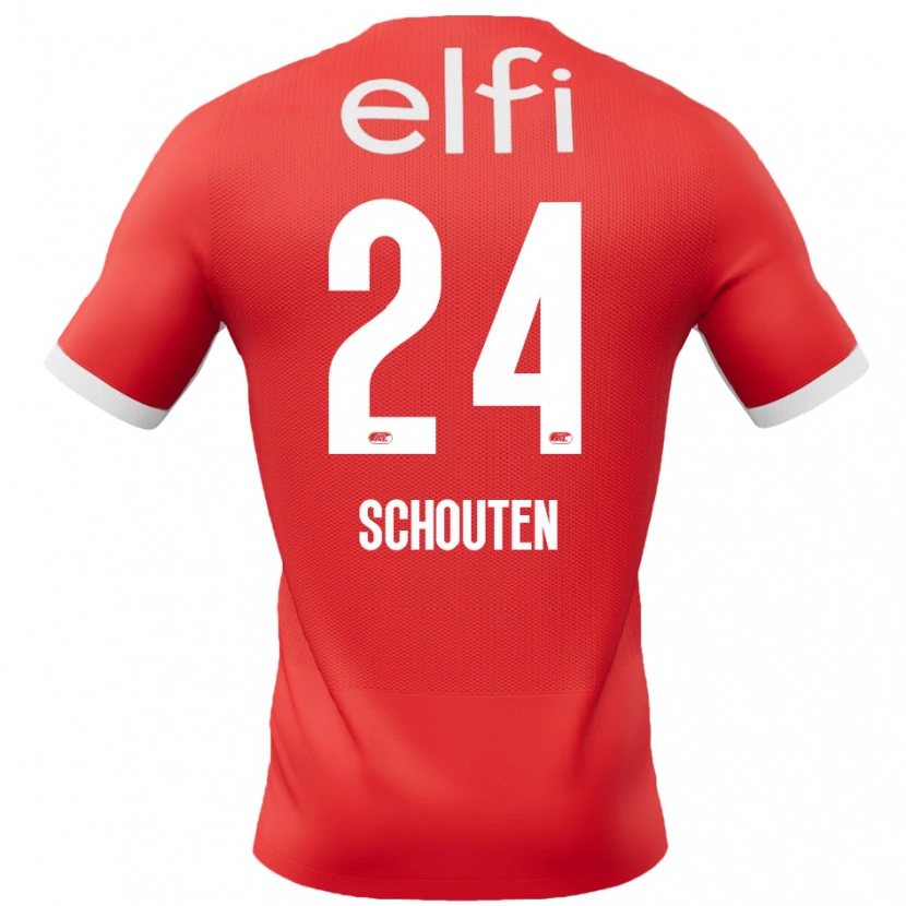 Danxen Mujer Camiseta Lewis Schouten #24 Rojo Blanco 1ª Equipación 2024/25 La Camisa