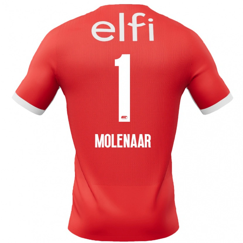 Danxen Mujer Camiseta Finn Molenaar #1 Rojo Blanco 1ª Equipación 2024/25 La Camisa