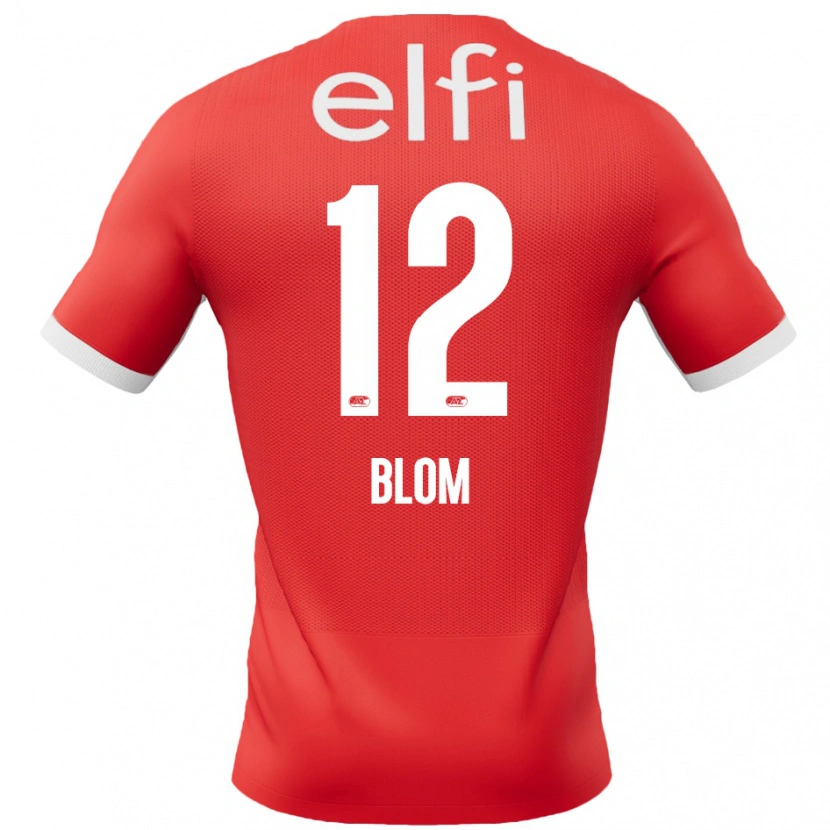 Danxen Mujer Camiseta Robin Blom #12 Rojo Blanco 1ª Equipación 2024/25 La Camisa