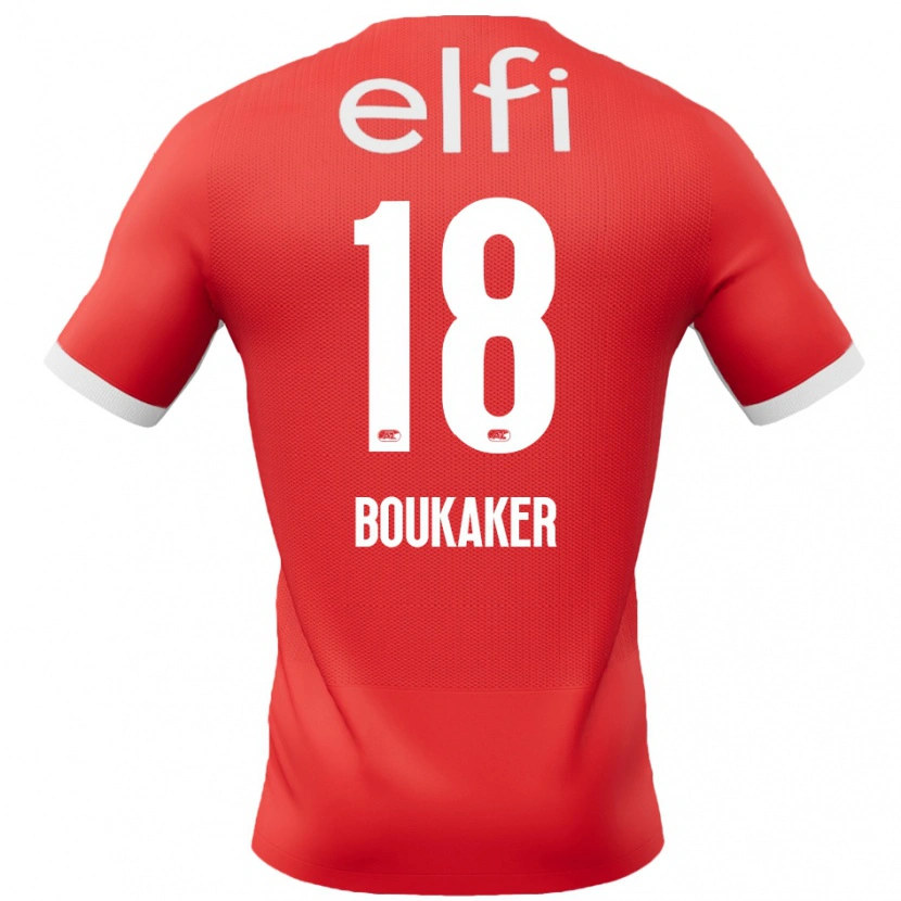 Danxen Mujer Camiseta Romaissa Boukaker #18 Rojo Blanco 1ª Equipación 2024/25 La Camisa