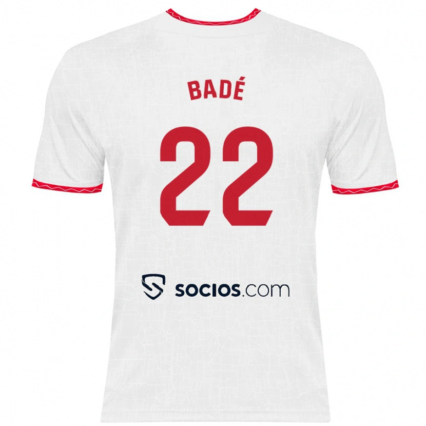 Danxen Mujer Camiseta Loïc Badé #22 Blanco Rojo 1ª Equipación 2024/25 La Camisa