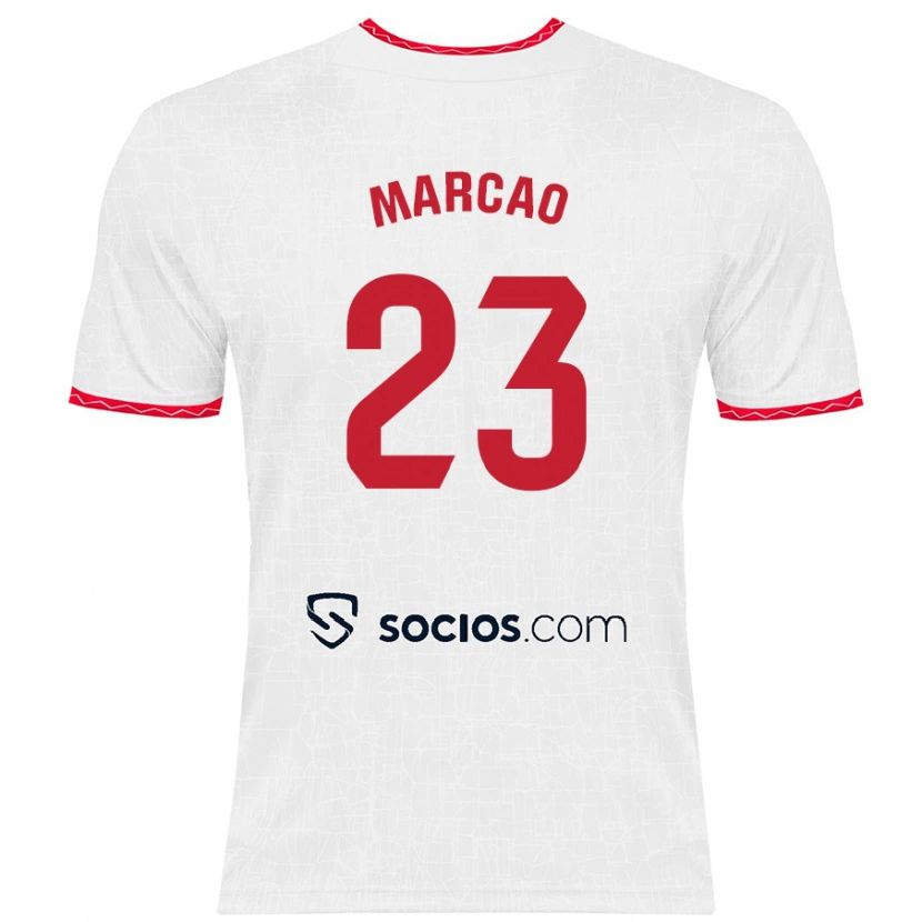 Danxen Mujer Camiseta Marcão #23 Blanco Rojo 1ª Equipación 2024/25 La Camisa