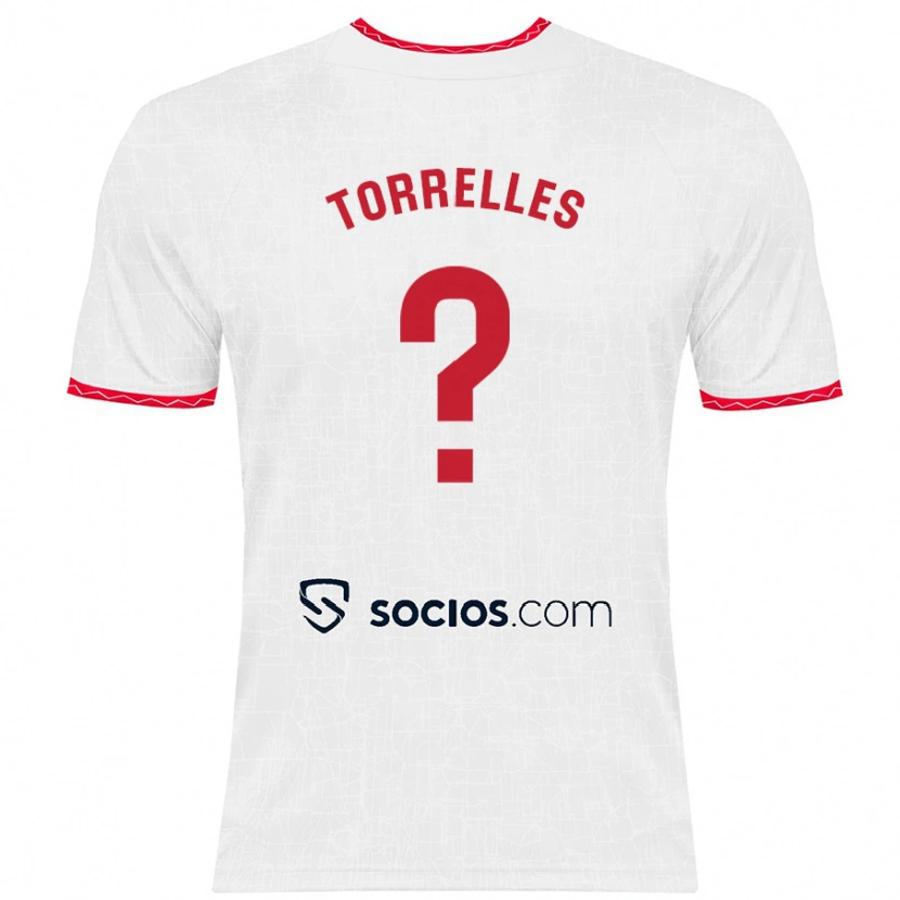 Danxen Mujer Camiseta Genís Torrelles #0 Blanco Rojo 1ª Equipación 2024/25 La Camisa