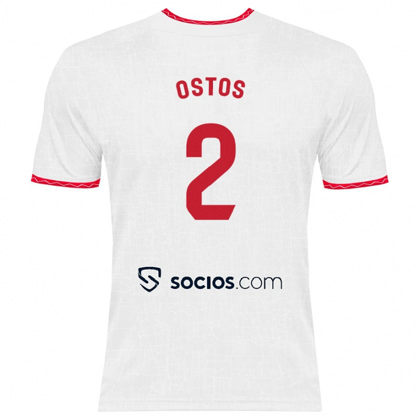 Danxen Mujer Camiseta Fran Ostos #2 Blanco Rojo 1ª Equipación 2024/25 La Camisa