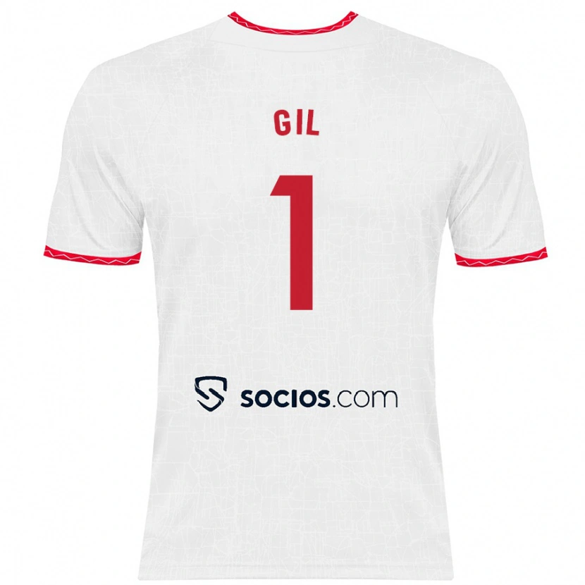 Danxen Mujer Camiseta David Gil #1 Blanco Rojo 1ª Equipación 2024/25 La Camisa