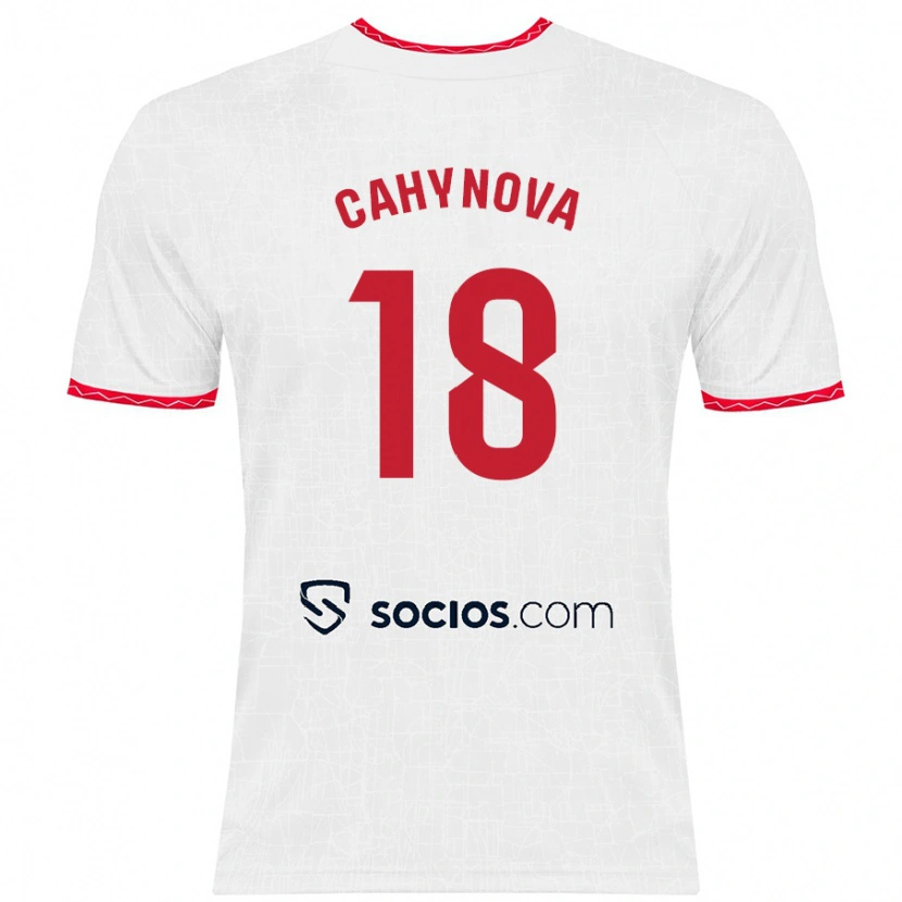 Danxen Mujer Camiseta Klara Cahynova #18 Blanco Rojo 1ª Equipación 2024/25 La Camisa