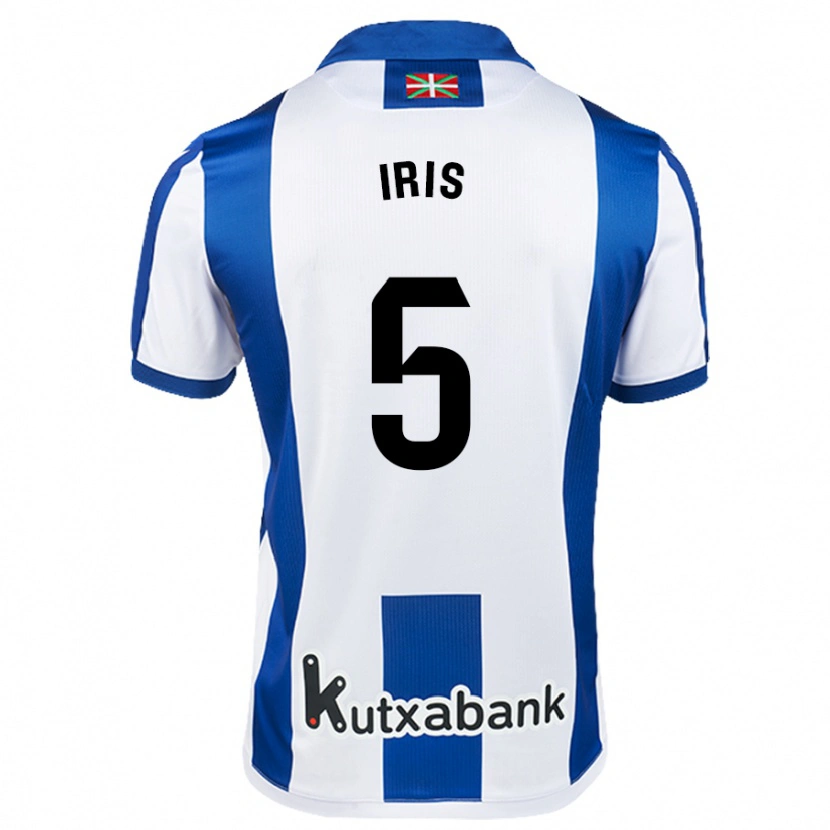 Danxen Mujer Camiseta Iris Arnaiz Gil #5 Blanco Azul 1ª Equipación 2024/25 La Camisa