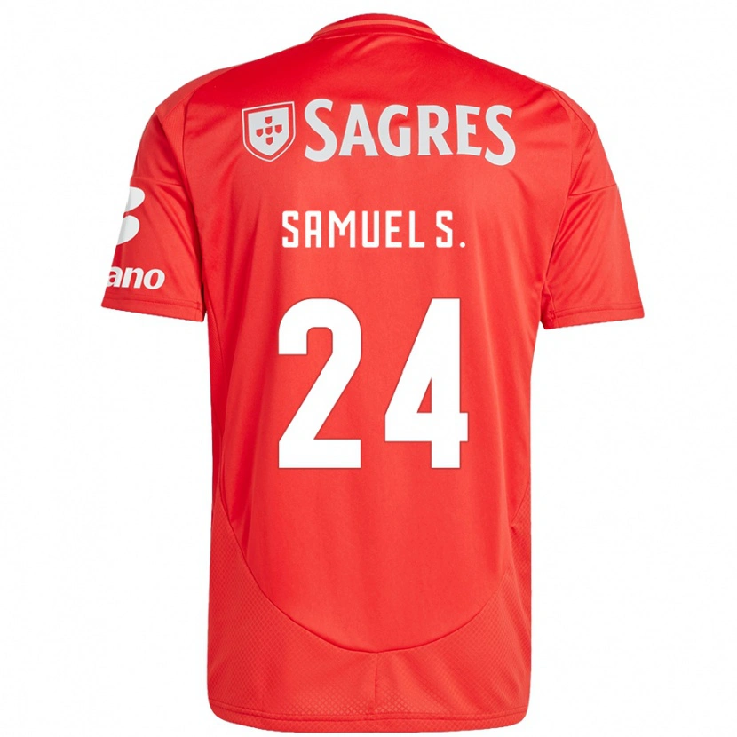 Danxen Mujer Camiseta Samuel Soares #24 Rojo Blanco 1ª Equipación 2024/25 La Camisa